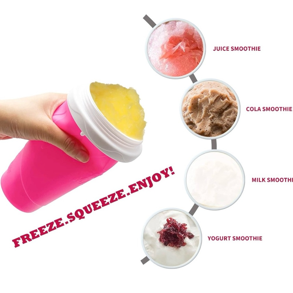 Slushy Cup Slushie Cup Slushy Maker Cup Frozen Magic Squeeze Cup Slushie(pink)